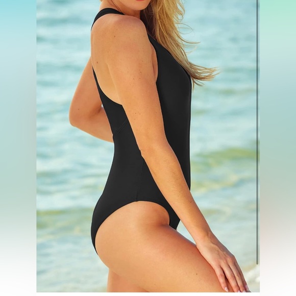 Black one piece criss cross back NWT - Picture 5 of 6